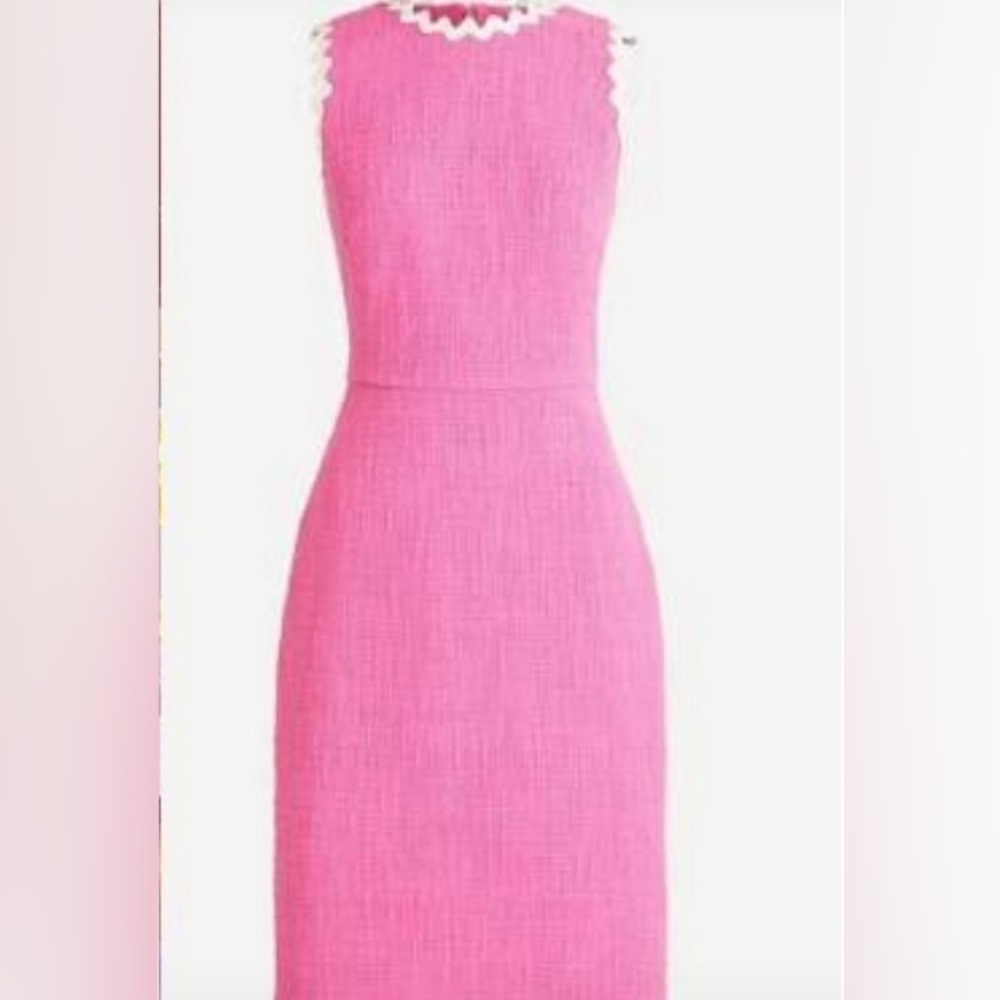 J.Crew Pink Tweed Dress With Rickrack Trim 00